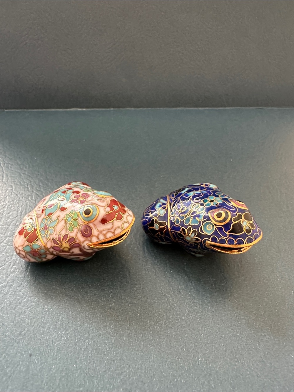 Vintage 2 Cloisonné Frogs Bundle